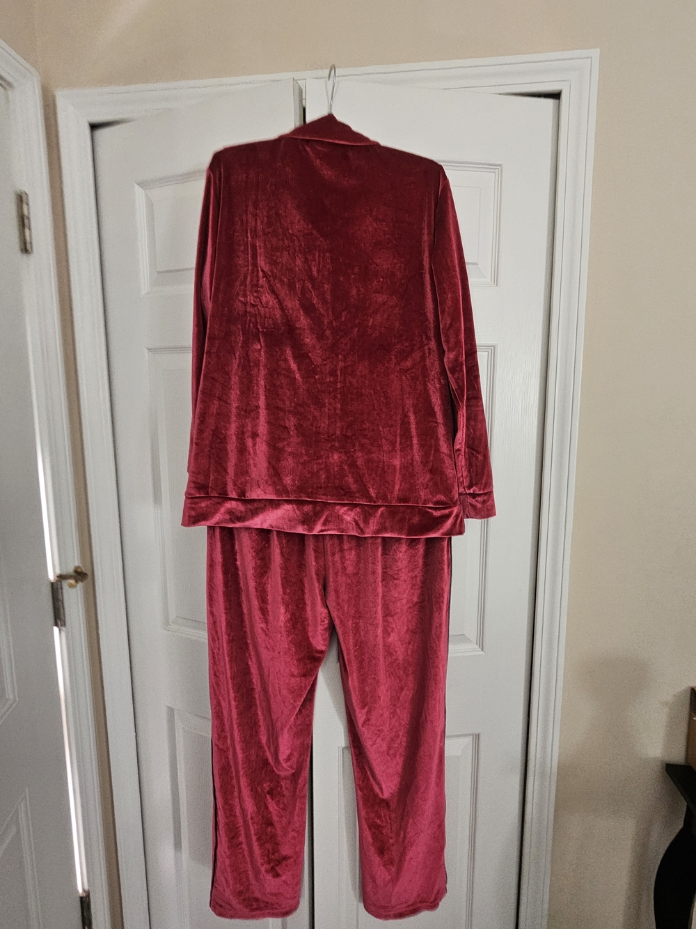 Bend Over  Velvet Zip-Front Jacket and Pant Set - Raspberry - Picture 3 of 6